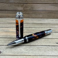Image 1 of Large Handmade Resin Rollerball Pen with Chrome Accents