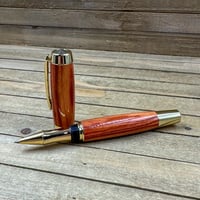 Image 3 of Large Handmade Tulipwood Rollerball Pen with Gold Hardware 