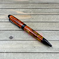 Image 1 of Handcrafted Acrylic Ballpoint Pen Amber, Orange, and Black Twist Pen