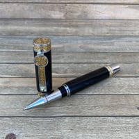 Image 2 of 2000 Year Old Irish Bog Oak Large Rollerball Capped Pen, Celtic Pen