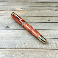 Image 4 of Large Handmade Tulipwood Rollerball Pen with Gold Hardware 