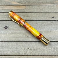 Image 1 of Handcrafted Rollerball Pen in Yellow, Red, and Orange Resin