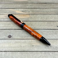 Image 2 of Handcrafted Acrylic Ballpoint Pen Amber, Orange, and Black Twist Pen
