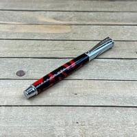 Image 4 of Handmade Red and Black Resin Ballpoint Pen with Chrome Snap Cap Parker Style