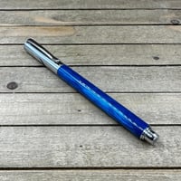 Image 3 of Hand Turned Blue Resin Fountain Pen, Gilded Steel Nib, with Converter