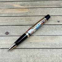 Image 3 of Cigar Label Ballpoint Pen, Handmade Resin Twist Pen, 24k Gold Accents