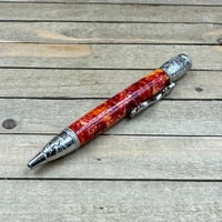 Image 3 of Handmade Antique Silver Dragon Ballpoint Pen made with Red and Gold Resin