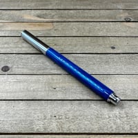 Image 4 of Hand Turned Blue Resin Fountain Pen, Gilded Steel Nib, with Converter