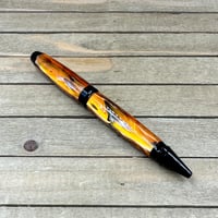 Image 3 of Handcrafted Acrylic Ballpoint Pen Amber, Orange, and Black Twist Pen