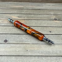 Image 3 of Handcrafted Double Ended Seam Ripper Bright Orange and Black Resin
