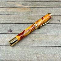 Image 2 of Handcrafted Rollerball Pen in Yellow, Red, and Orange Resin
