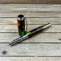 Image 4 of Handcrafted Cholla Cactus Skeleton Rollerball Pen with Candy Apple Green Resin