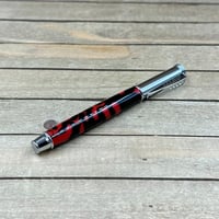 Image 5 of Handmade Red and Black Resin Ballpoint Pen with Chrome Snap Cap Parker Style