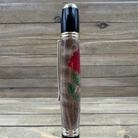 Image 4 of Red Rose Laser Inlay Pen – Handcrafted Wood Inlay Ballpoint Pen