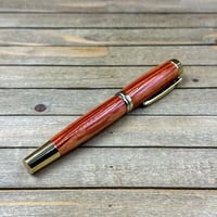 Image 6 of Large Handmade Tulipwood Rollerball Pen with Gold Hardware 