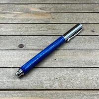 Image 5 of Hand Turned Blue Resin Fountain Pen, Gilded Steel Nib, with Converter