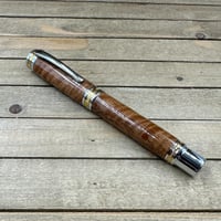 Image 4 of Handmade Curly Satinwood Rollerball Pen with a Hawaiian Theme