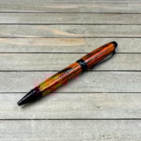 Image 4 of Handcrafted Acrylic Ballpoint Pen Amber, Orange, and Black Twist Pen