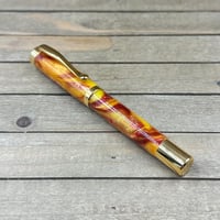 Image 3 of Handcrafted Rollerball Pen in Yellow, Red, and Orange Resin
