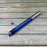 Image 6 of Hand Turned Blue Resin Fountain Pen, Gilded Steel Nib, with Converter