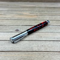 Image 6 of Handmade Red and Black Resin Ballpoint Pen with Chrome Snap Cap Parker Style