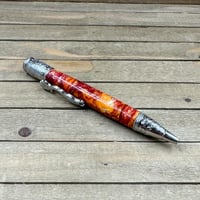 Image 5 of Handmade Antique Silver Dragon Ballpoint Pen made with Red and Gold Resin