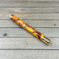 Image 4 of Handcrafted Rollerball Pen in Yellow, Red, and Orange Resin