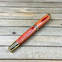 Image 8 of Large Handmade Tulipwood Rollerball Pen with Gold Hardware 