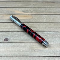 Image 7 of Handmade Red and Black Resin Ballpoint Pen with Chrome Snap Cap Parker Style