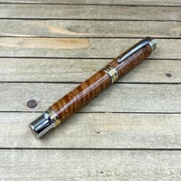 Image 6 of Handmade Curly Satinwood Rollerball Pen with a Hawaiian Theme