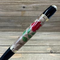Image 7 of Red Rose Laser Inlay Pen – Handcrafted Wood Inlay Ballpoint Pen