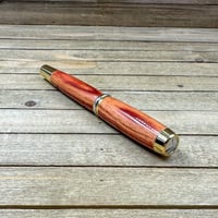 Image 9 of Large Handmade Tulipwood Rollerball Pen with Gold Hardware 