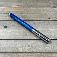 Image 8 of Hand Turned Blue Resin Fountain Pen, Gilded Steel Nib, with Converter