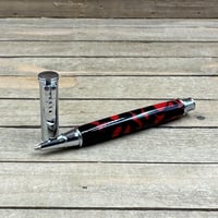 Image 8 of Handmade Red and Black Resin Ballpoint Pen with Chrome Snap Cap Parker Style
