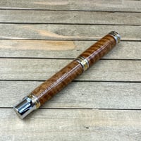 Image 7 of Handmade Curly Satinwood Rollerball Pen with a Hawaiian Theme