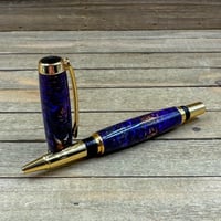 Image 8 of Royal Purple Pinecone Rollerball Pen with Gold Accents