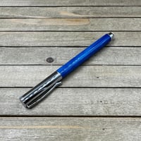 Image 9 of Hand Turned Blue Resin Fountain Pen, Gilded Steel Nib, with Converter