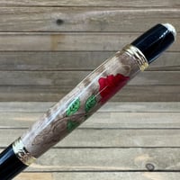 Image 8 of Red Rose Laser Inlay Pen – Handcrafted Wood Inlay Ballpoint Pen