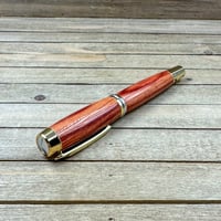 Image 10 of Large Handmade Tulipwood Rollerball Pen with Gold Hardware 