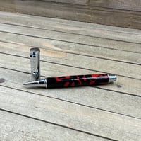 Image 9 of Handmade Red and Black Resin Ballpoint Pen with Chrome Snap Cap Parker Style