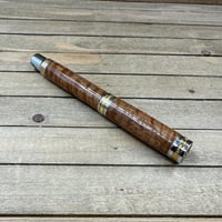 Image 8 of Handmade Curly Satinwood Rollerball Pen with a Hawaiian Theme