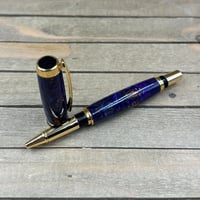 Image 9 of Royal Purple Pinecone Rollerball Pen with Gold Accents