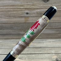 Image 9 of Red Rose Laser Inlay Pen – Handcrafted Wood Inlay Ballpoint Pen