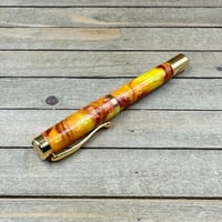 Image 8 of Handcrafted Rollerball Pen in Yellow, Red, and Orange Resin