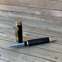 Image 10 of 2000 Year Old Irish Bog Oak Large Rollerball Capped Pen, Celtic Pen