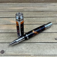 Image 8 of Large Handmade Resin Rollerball Pen with Chrome Accents
