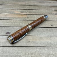 Image 9 of Handmade Curly Satinwood Rollerball Pen with a Hawaiian Theme