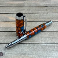 Image 9 of Copper Turquoise Rollerball Pen in Chrome Jr. Gentleman Style