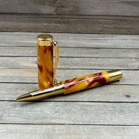 Image 9 of Handcrafted Rollerball Pen in Yellow, Red, and Orange Resin