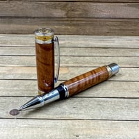 Image 10 of Handmade Curly Satinwood Rollerball Pen with a Hawaiian Theme